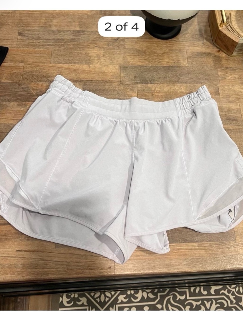 Lululemon Hotty Hot Low Rise Lined short 4” SZ 10.. Lavender in color - Picture 2 of 4
